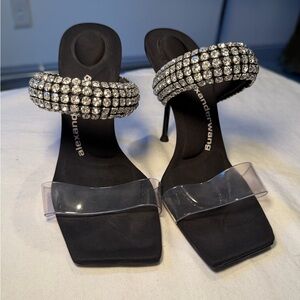 Alexander Wang Julie Embellished High Heel Slide Sandals